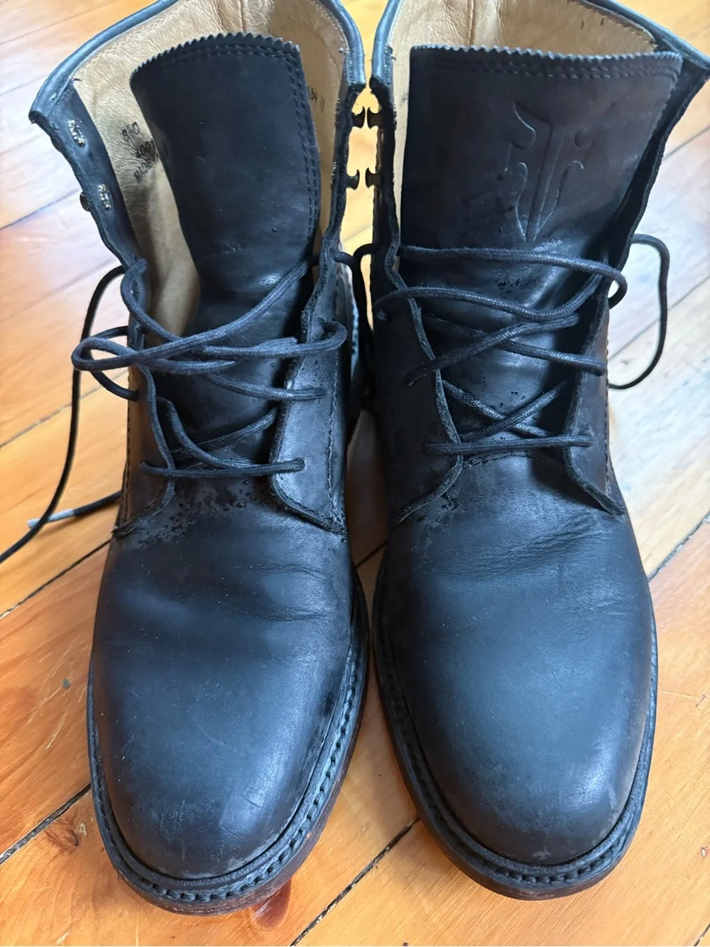 Frye Mens James Boots Size 8.5  87124 Lace Up Black Leather Casual Ankle Bootie